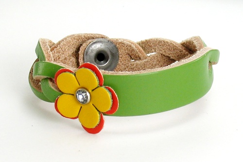 Personalized Name Bracelet - Green Flower ID