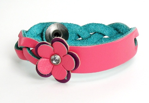 Personalized Name Bracelet - Pink Flower ID