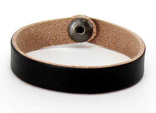 Custom Leather Bracelets on Personalized Leather Bracelet Black Slim Cuff