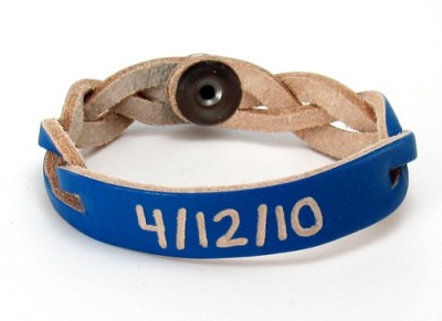 Date on a Blue ID Personalized Name Bracelet