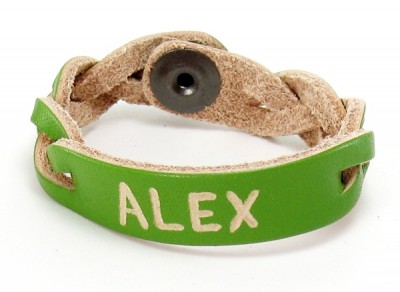 Name on a Green ID Personalized Name Bracelet