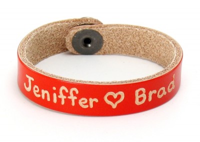 Names & Heart Symbol on a Orange Slim Cuff