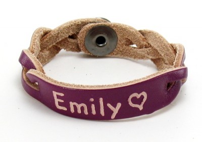 Name & Heart on a Purple ID Personalized Bracelet